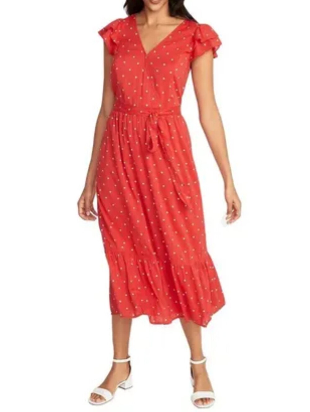 OLD NAVY Cotton Blend Polka Dot Wrap Dress Sz L